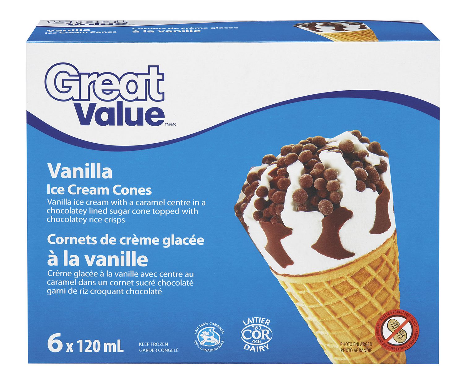 Great Value Vanilla Ice Cream Cones Walmart Canada   999999 GV Van IceCr Cones 1 