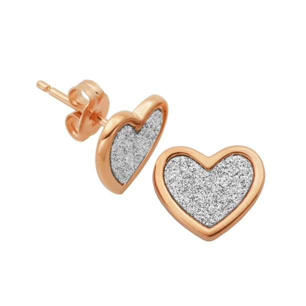PAJ Boucles d'oreilles brillantes et scintillantes PAJ avec pendentif de cœur brillant plaqué en or rose