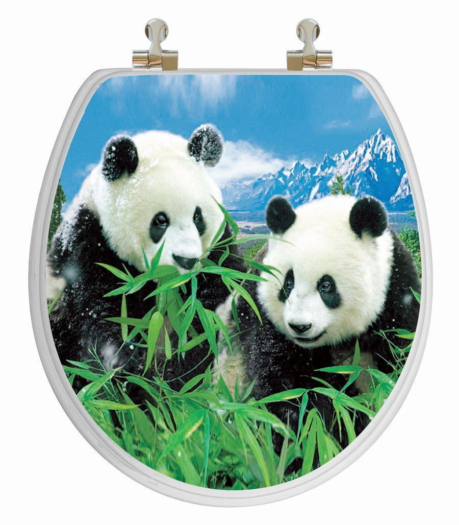 TopSeat High Res 3D Image Panda Family Round Regular Lid Closure
