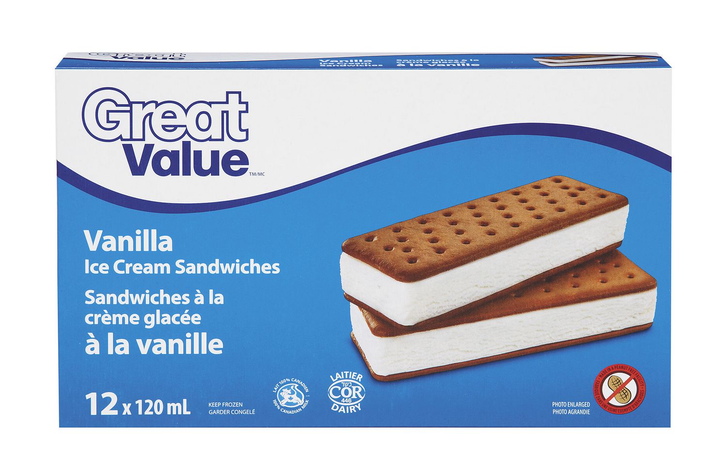 Sandwiches à la crème glacée à la vanille de Great Value Walmart Canada