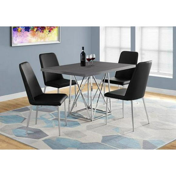 Monarch Specialties Dining Table, 48" Rectangular, Small, Kitchen, Dining Room, Metal, Laminate, Grey, Chrome, Contemporary, Modern