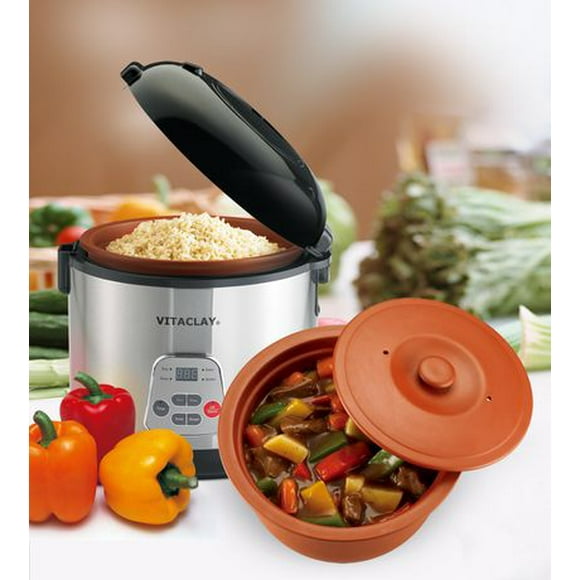 Vitaclay 2-in-1 Rice'n Slow 6-Cup Cooker with High-Fired Clay Pot