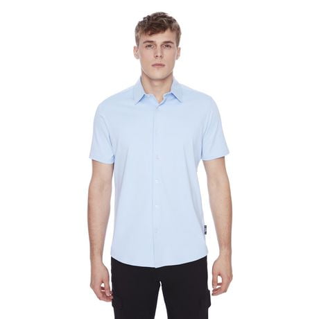 Dark Black Men's Short Sleeve Button-Down Shirt, Sizes S-XXL