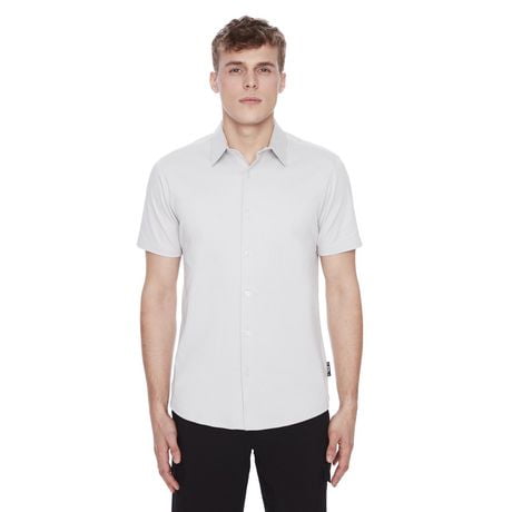 Dark Black Men's Short Sleeve Button-Down Shirt, Sizes S-XXL