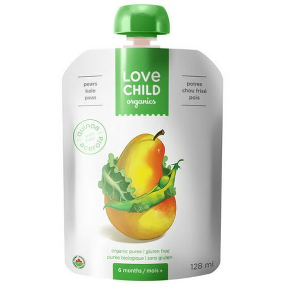 Purée  de poires, chou frisé et pois biologiques de Love Child 128 ml