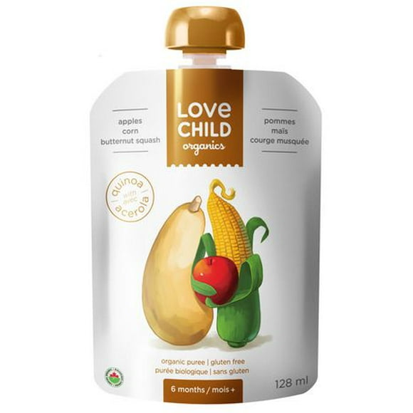 Love Child Organics Gluten Free Puree - Apples, Corn & Butternut Squash, 128 mL