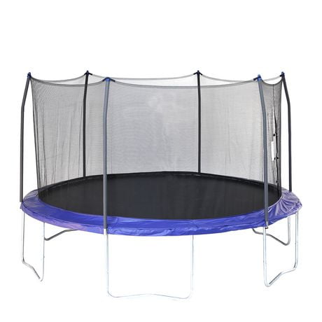 SKYWALKER TRAMPOLINES 15 FT, Round, Blue Outdoor Trampoline for Kids with Safety Enclosure Net and Spring Pad, ASTM Approval, Rust Resistant