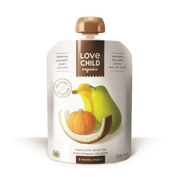 Love Child Organics Super Blends Baby Puree - Pears, Pumpkin, Banana & Coconut, 128 mL