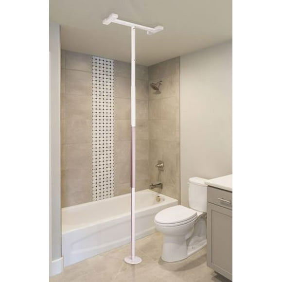 Stander Straight Security Pole, Bathroom Transfer Pole and Grab Bar, White
