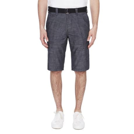 Dark Black Men's Belted Cargo Capri Short