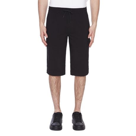 Dark Black Men's Pull on Cargo Capri Short