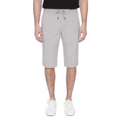 Dark Black Men's Pull on Cargo Capri Short