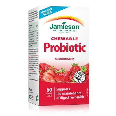 Jamieson Chewable Probiotic 2 Billion Active Cells Natural Strawberry Flavour, 60 Chewable Tablets