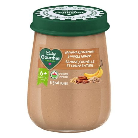 Baby Gourmet Organic Jar Banana Cinnamon & Whole Grains, Purée - 113 ml