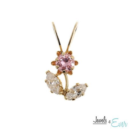 Jewels 4 Ever 10kt Yellow Gold Pink and White Cubic Zirconia Pendant