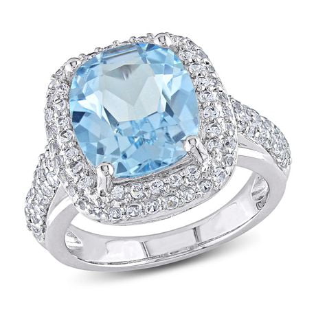 Tangelo 7.25 Carat T.G.W. Blue Topaz and Created White Sapphire ...