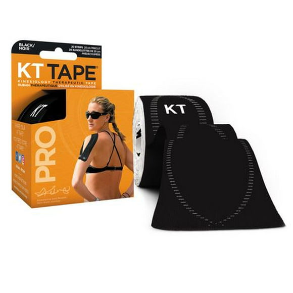 Ruban thératpeutique de sport Pro de KT TAPE pour kinésiologie en noir 20 bandettes