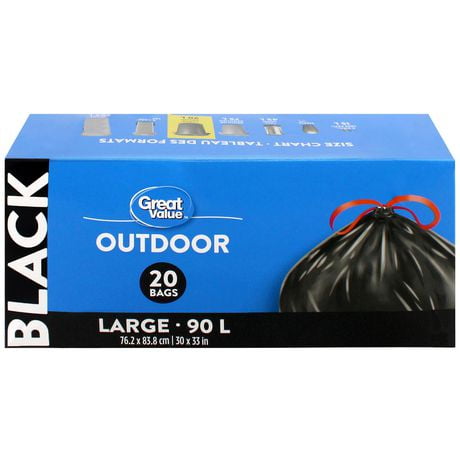 Great Value Large Outdoor Garbage Bags, 76.2 x 83.8 cm