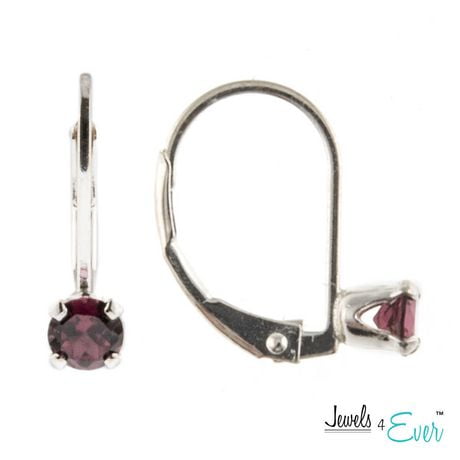 Boucles D'oreilles Argent Sterling - Grenat Janvier Et CZ 4 Mm - Jewellerybox