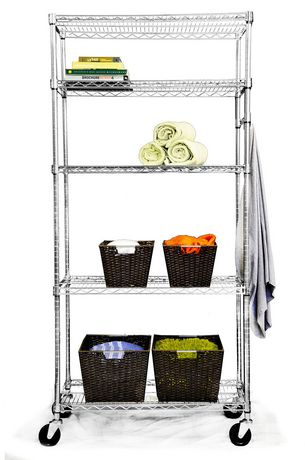 Trinity Ecostorage 5-Tier Wire Shelving Rack with Nsf Includes Wheels