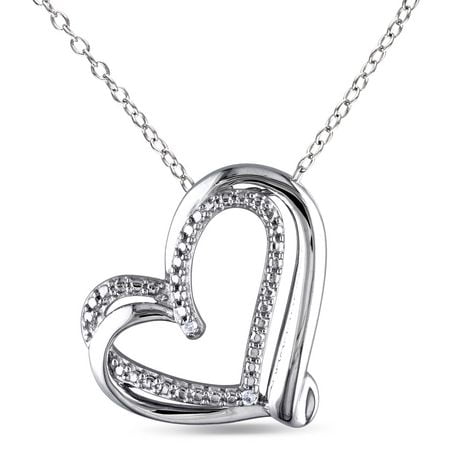 Miabella Diamond Accent Sterling Silver Double-Heart Pendant, 18"