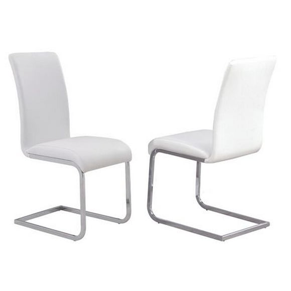 Set of 2 Faux Leather Dining Chair in White