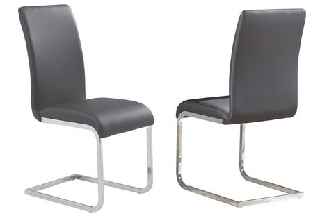 Set Of 2 Faux Leather Dining Chair In, Grey Leather Dining Chair
