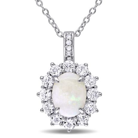 Asteria 2 Carat T.G.W. Opal and White Topaz with Diamond-Accent ...