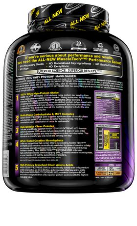 mass muscletech extreme powder 2000 tech gainer pound milkshake vanilla