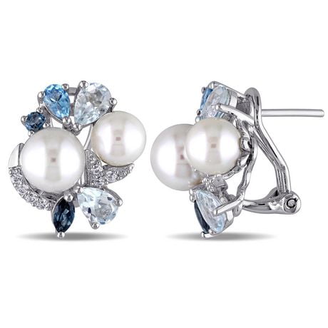 earrings carat sterling silver tangelo topaz sapphire pearl created cultured freshwater