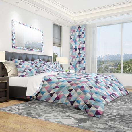 Designart Diamonds Triangle Abstract Pattern Modern Duvet Cover