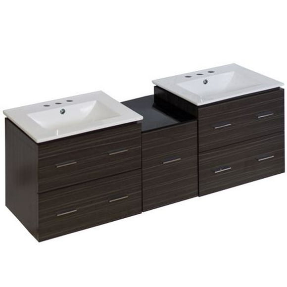 American Imaginations 36-in. W Floor Mount White Vanity Set For 1 Hole Drilling Beige Top Biscuit UM Sink AI-18933