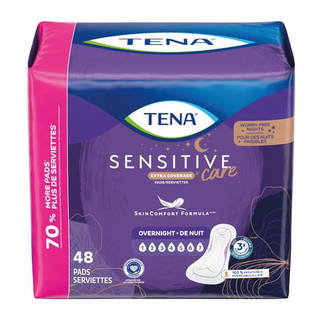 TENA Incontinence Pads for Women, Overnight, 48 Count, 48 Count