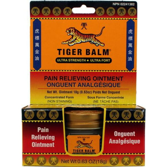 Tiger Balm Pain Relieving Ointement , Ultra Strength, 18 g, Superior relief for joint and Muscle strains.