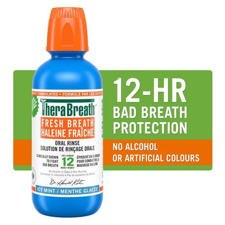 TheraBreath Fresh Breath Mouthwash, Icy Mint, Alcohol-Free, 473 ml, 473 mL