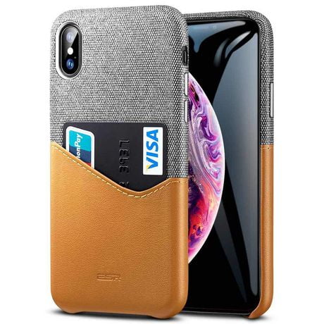 ESR Metro Wallet iPhone X Case Fabric PU Leather Card Slot, Brown