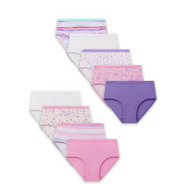 Fruit of the Loom Girls 100% Ringspun Cotton Brief Underwear, 9 Pack, Sizes 6 to 14