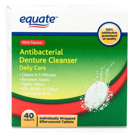 Equate Daily Care Antibacterial Denture Cleanser, 40 Tablets