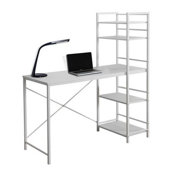 Monarch Specialties Computer Desk, Home Office, Laptop, Storage Shelves, 48"l, Work, Metal, Laminate, White, Contemporary, Modern