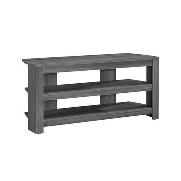 Monarch Specialties Tv Stand, 42 Inch, Console, Media Entertainment Center, Storage Shelves, Living Room, Bedroom, Laminate, Grey, Contemporary, Modern
