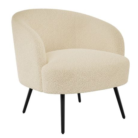 Gianna Plush Cream Boucle Fabric Barrel Accent Chair | Walmart Canada