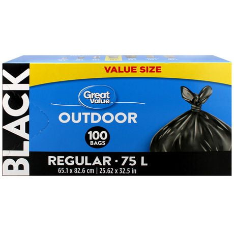 Great Value Regular Outdoor Garbage Bags, 65.1 x 82.6 cm