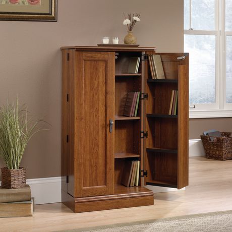 Sauder, Audio/Video Storage Cabinet, Planked Cherry Finish ...