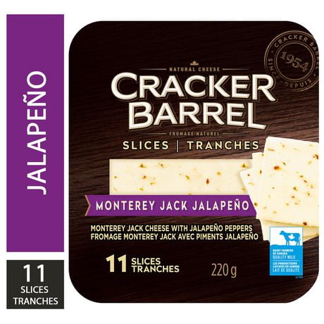 Cracker Barrel Monterey Jack Jalapeno Pepper Cheese Slices, 11 Slices