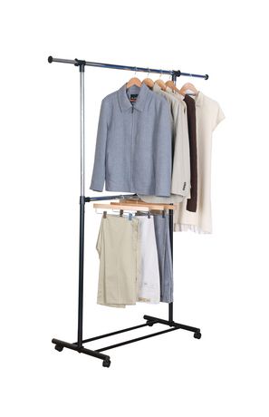 Mainstays 2 Tier Adjustable Garment, Double Tier Garment Rack
