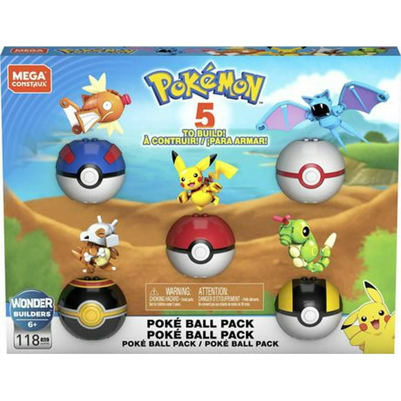 Mega Pokemon Poke Ball Bundle Construction Set- 118 Pieces, Includes 5 figures, ages 6-11