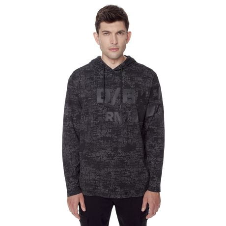Dark Black Men's Long-Sleeve Hooded T-Shirt Walmart Canada