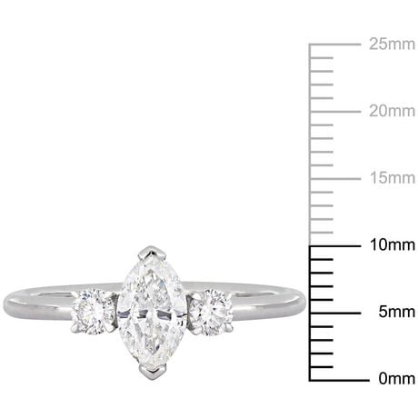 1 Ct Rond Coupe Diamant Solitaire bague de fiançailles 14K or Blanc Finition Taille 7