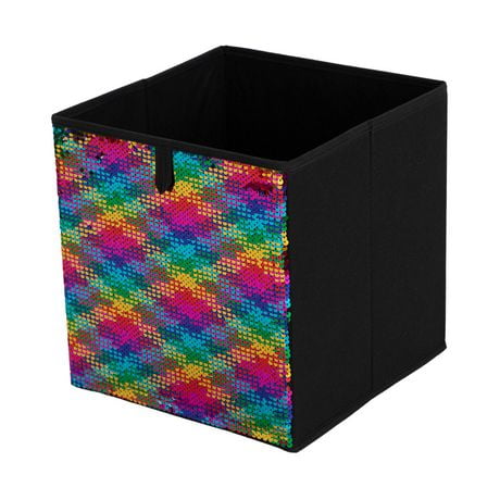 Mainstays Storage Cube Basket Bin - Foldable, great for Nursery, Playroom, Closet, Home Organization, Assembled size:10.5in.Wx10.5in.Dx11in.H; Multiple colours for option.