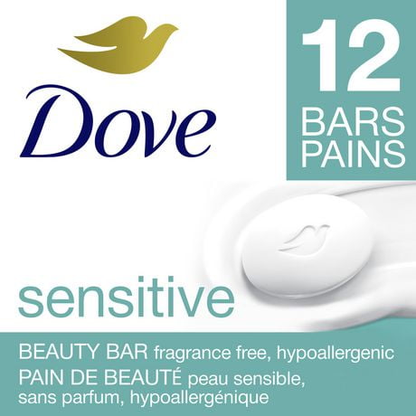 Dove  Sensitive Skin Beauty Bar More Moisturizing Than Bar Soap, 12x106g